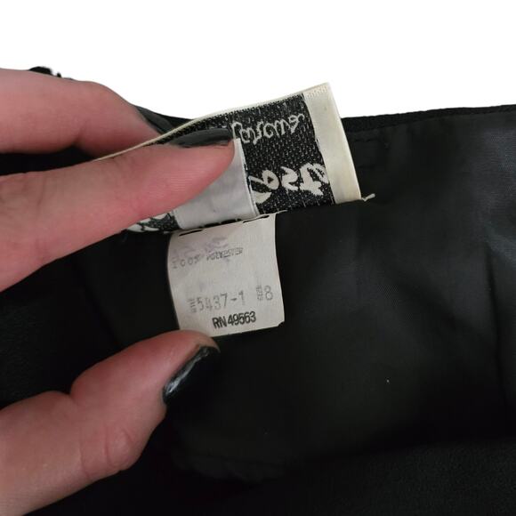 Vintage Victor Costa Neiman Marcus Black Ruffle Hem Cocktail Dress 8 - Picture 7 of 11